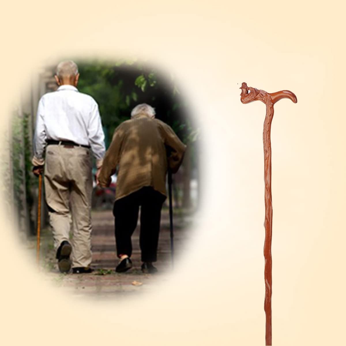 Muleta Tallada en Madera, bastón para Caminar de Madera, bastón para Caminar Natural, bastón para Caminar de Madera Hecho a Mano de 80-94 cm de Longitud con Correa para la muñeca (Size : 85cm)