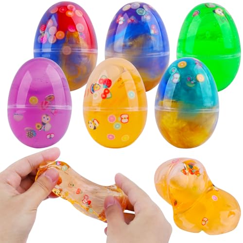 Huevo de Slime, RosyFate 6 PCs Slime para Niños, Slime Galaxy, Slime Fluffy, Huevos de Pascua Juguetes Niños, Stress Relief DIY Juguetes, para Niños y Adultos