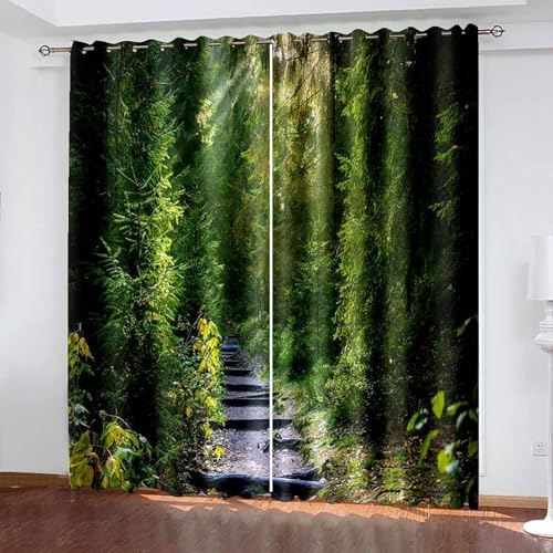 Rideaux isolants thermiques salon arbre vert lot de 2 panneaux 86x183cm - 2