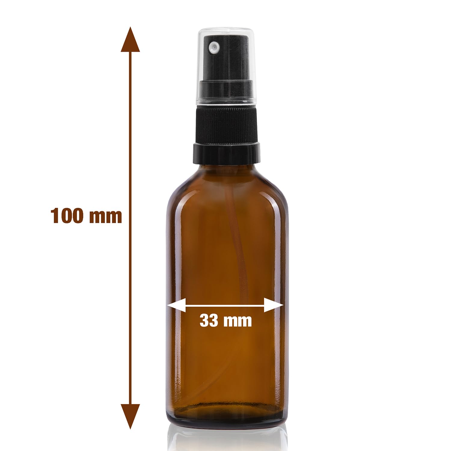 Oputec 143 x 30 ml Sprühflaschen aus Glas mit Zerstäuber - Großpackung - Braunglasflaschen mit feinem Sprühkopf - Kleine Pumpspray-Flasche - Made in Germany