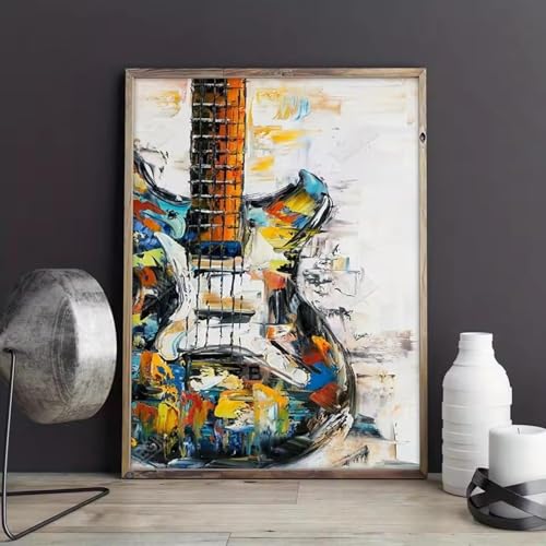 Instrument de musique affiche tableau guitare abstrait cadre 30x40 - 2
