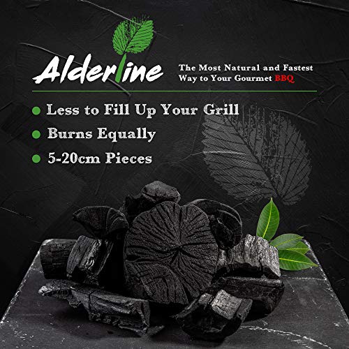 Alderline Lumpwood Charcoal BBQ - Smokeless & Flavor-Enhancing, Quick-Light, Sustainable, Grills & Cooking Styles - 5-20cm Pieces 30L Bag (Pack of 2) - Restaurant Grade Charcoal