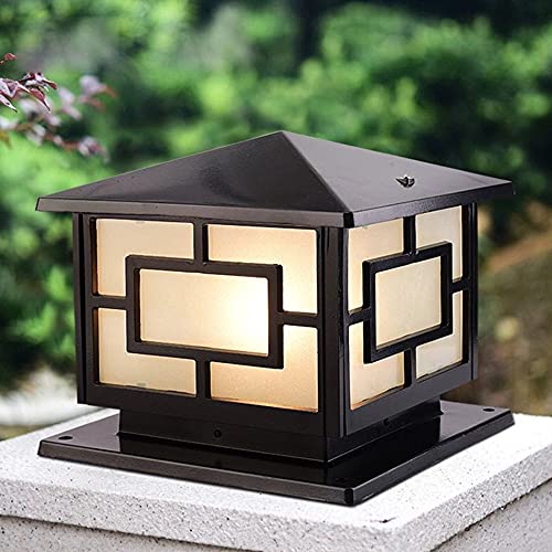 Chao Zan Schwarz Aluminium Außenleuchte Retro/Vintage Gartenleuchte wasserdicht IP55 LED Wegeleuchte, Außentür Pfostenlampe,E27 Sockelleuchte Sicherheit Stigma Pollerleuchte,Glühbirne nicht enthalten