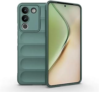 جراب حماية خلفي متين مضاد للصدمات من البولي يوريثين الحراري الناعم متوافق مع موبايل فيفو V29E الجيل الخامس 5G (أخضر غامق)