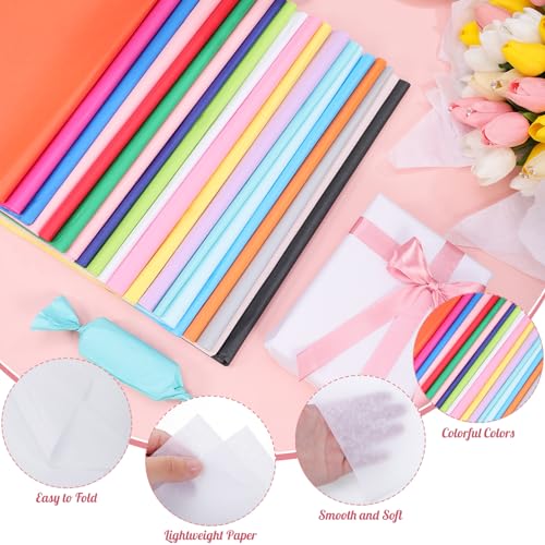 Image of woric 160 Sheets Tissue Paper for Gift Bags 20 X 14 Inches Multicolor