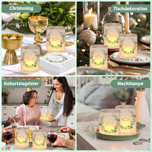 Comkrivy 40 Servietten und 10 Windlicht Tischdeko, 'Schön, dass du da bist', Tischdeko für Teelichter oder Kerzen, Geburtstag Deko für Mädchen, Junge Taufe, Kommunion, Konfirmation Festliche Anlässe