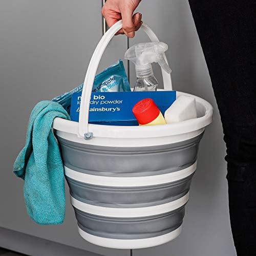 Hillington ® Collapsible Bucket  Large 10L Capacity Sturdy Folding Silicon Water Bucket with Comfortable Grip Handle  Neat and Tidy Space Saving Solution for your Garage Shed Home Bedroom