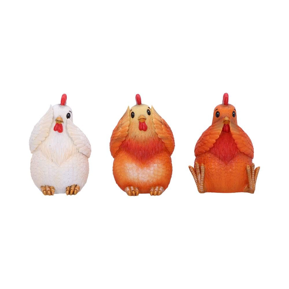 Nemesis Now Hens Three Wise See No Evil Hear No Evil Speak Figurines, Adorable Hand-Painted Resin Collectibles And Gift