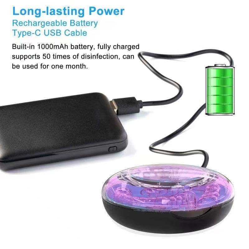 Miniatura 5 de Estuche desinfectante UV portátil, limpiador de retención de 360 con luz UVC, estuche compacto de limpieza de viaje