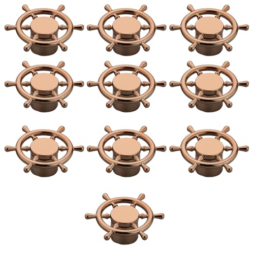 Image of Ship Wheel Design Knob for Drawer /Door Knob /Drawer Knobs /Decorative Knobs and Pulls /Zinc Alloy (Rose Gold) Pack of 10-| 3 Years Warranty |