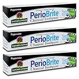 PERIOBRITE Activated Charcoal Toothpaste (Pack of 3) 4 oz. Nature's Answer Tooth Whitening, Plaque Removing, Peppermint Flavored Stain Remover | Fluoride Free