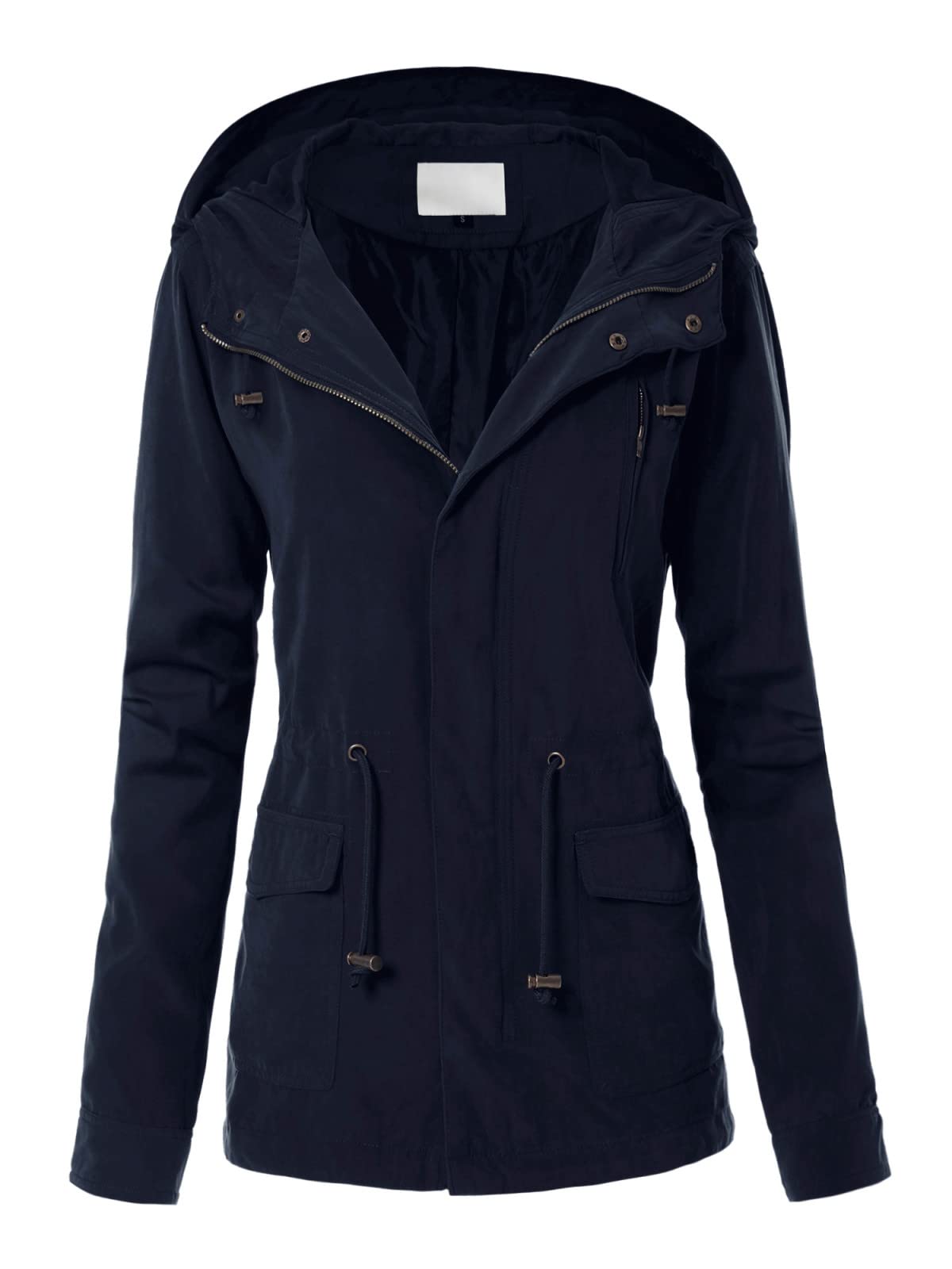 MixMatchy Womens Utility Anorak Jacket Lightweight Hooded Zip Up Safari Style Coat with Snap Buttons Chest and Hand Pockets