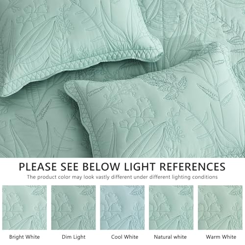 Image of Bedspread oversized，Queen 102x118，Beautiful Leaf Stitching，5 PCSeaglass