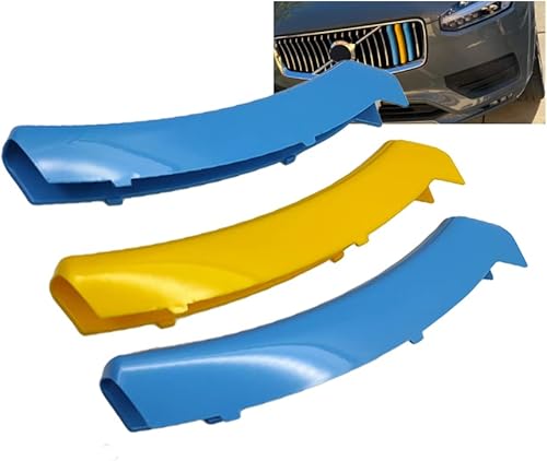 SANRILY Moldes decorativos de rejilla multicolor compatibles con Volvo XC90 LCI 2020-UP cubierta de parrilla delantera azulamarilloazul