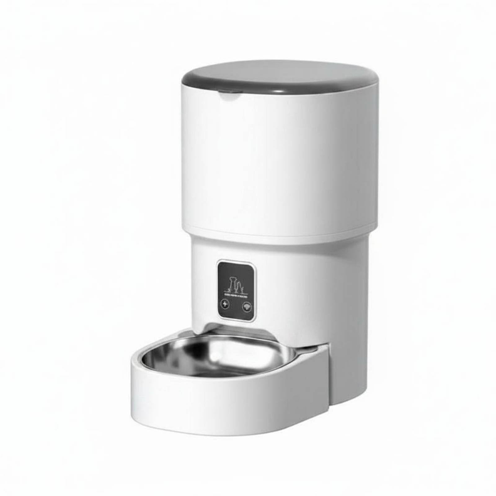 Distributeur Automatique de Croquettes Gamelle Connectée Nourrisseur Temporisé Intelligente Appareil de Distribution, Distributeur Intelligent avec APP, Gamelle en Acier Inoxydable, 4L