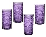Godinger Highball Glasses, Tall Drinking Glasses, Beverage Glass Cups - Jax Collection, Purple Grape, Set of 4