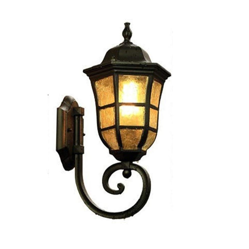 VDOQTLJT Waterproof Barn Six Sides Arc Wall Light Oil Rub Bronze Finish Balcony Hammering Glass Lantern Villa Victoria Lamp Garden Courtyard Decoration Sconce One-Light E27 Needed