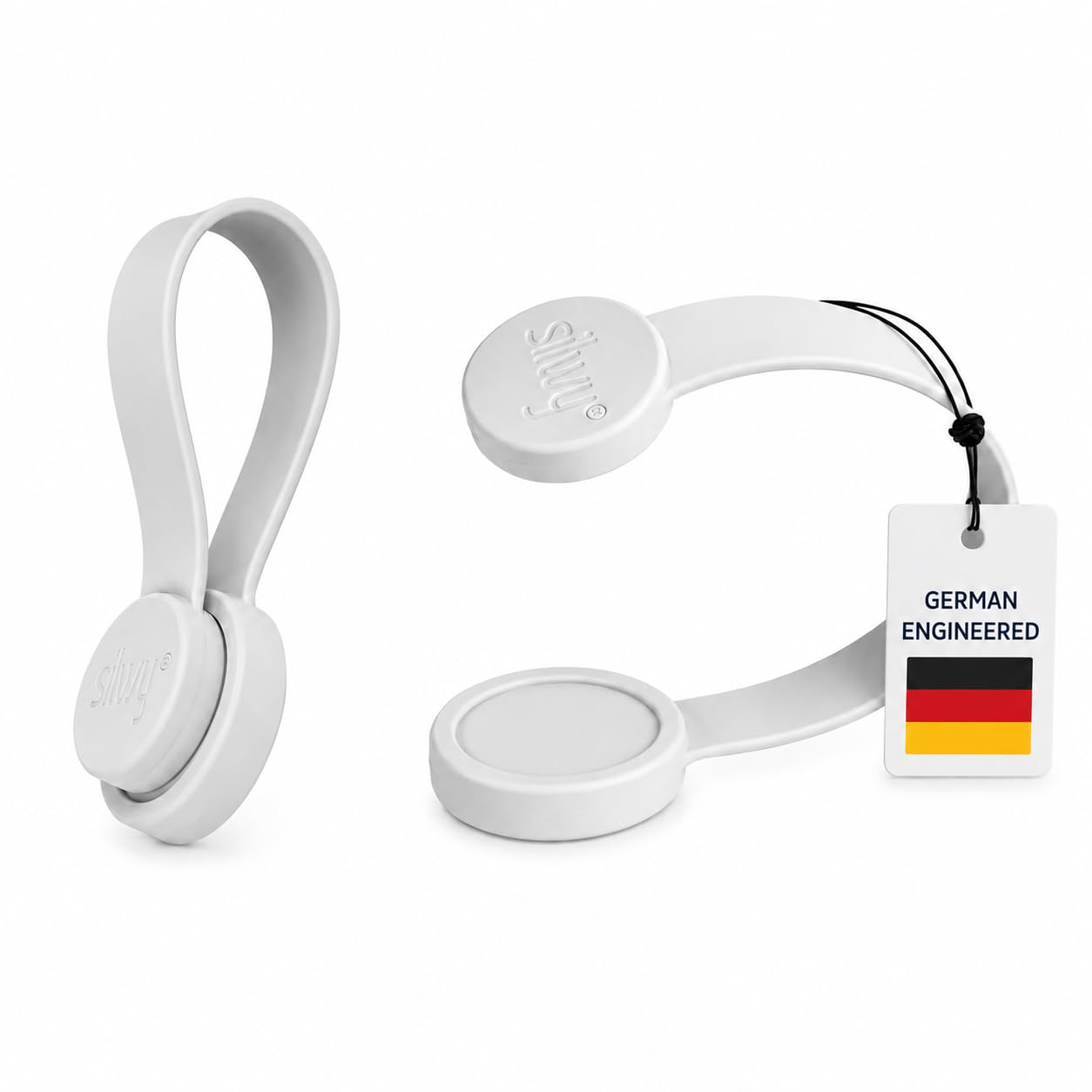 Silwy® Magnetic Clips Buddy (Set of 2) - Magnetic Clips for Towels, Cables & Accessories - Silicone Clips with Power Magnets up to 2.8 kg - No Drilling & Gluing - For Kitchen, Bathroom, Camper & Home