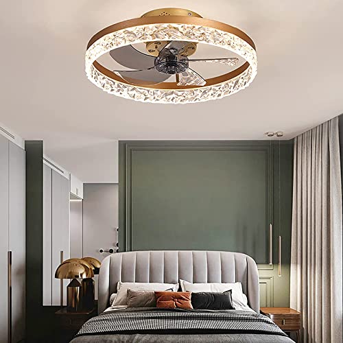 Youhoo 19.7" Ceiling Fan With Lights, Dimmable Led 3 Color 6 Speeds Timing Reversible Blades With Remote Control, Household Fan Chandelier, Indoor Low Profile Flush Mount Ceiling Fan #TOP1