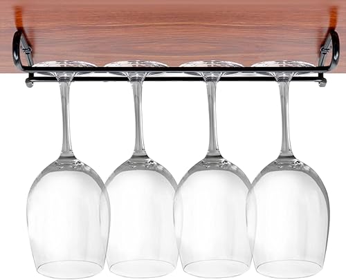 Miniatura 4 de GeLive Juego de 2 soportes para copas de vino de 10 pulgadas para debajo del estante de almacenamiento de vidrio organizador para cocina y bar blanco