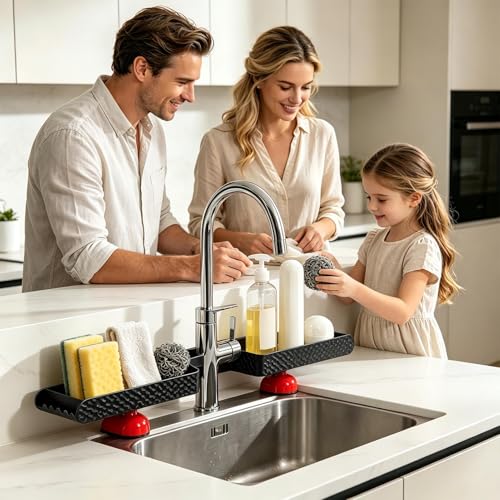 Organizador para grifo de fregadero de cocina y estante para ducha de baño sin taladro 3