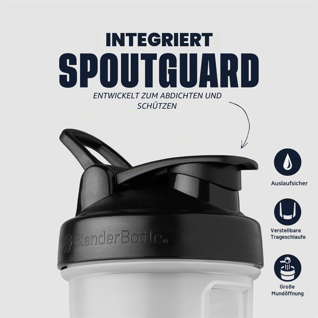 BlenderBottle Classic V2 Shaker-Flasche mit Edelstahlkugel, perfekt für Protein-Shakes, spülmaschinengeeignet, 830ml, klar/schwarz