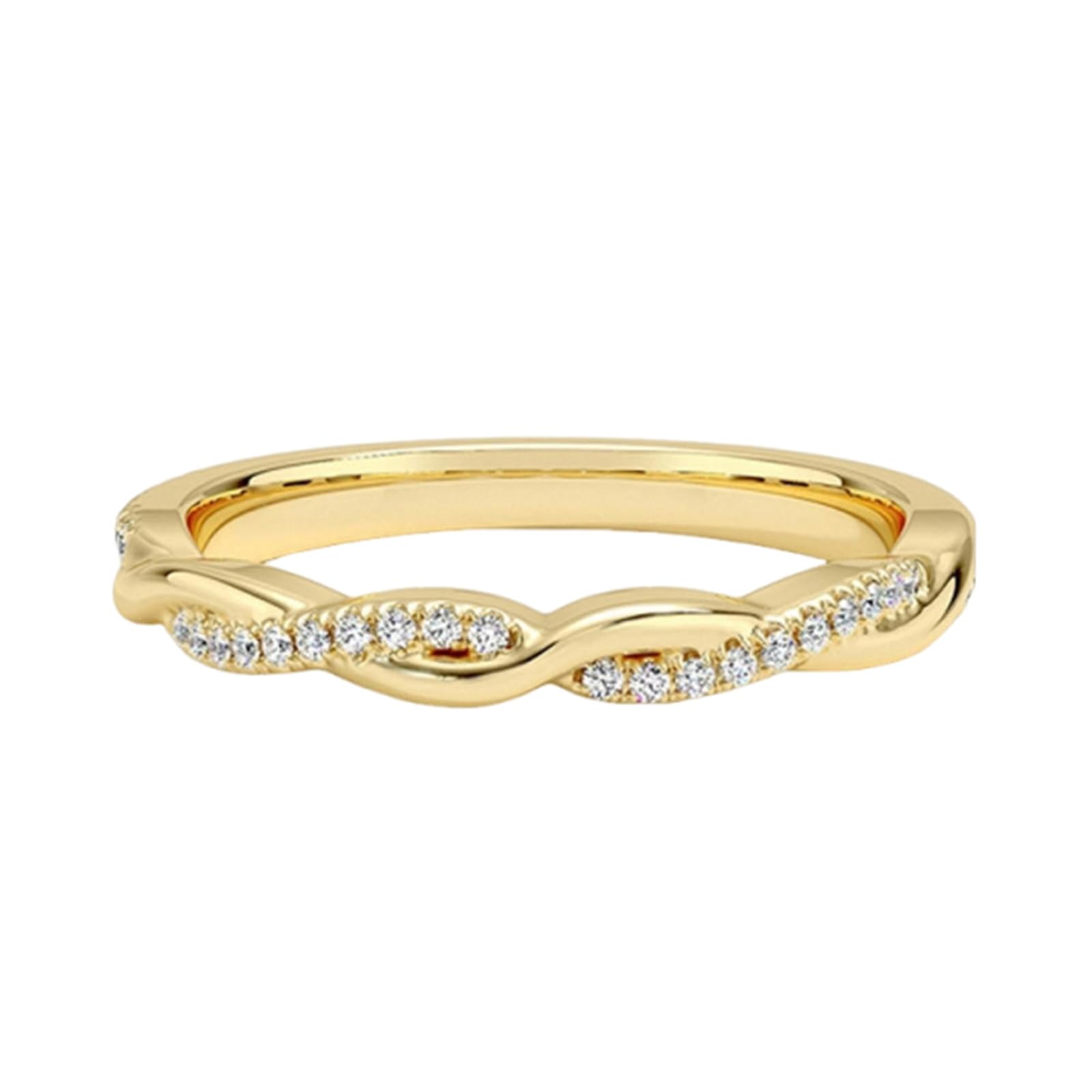 9K/14K/18K oro amarillo pequeños anillos entrelazados Pave Moissanit Mujer