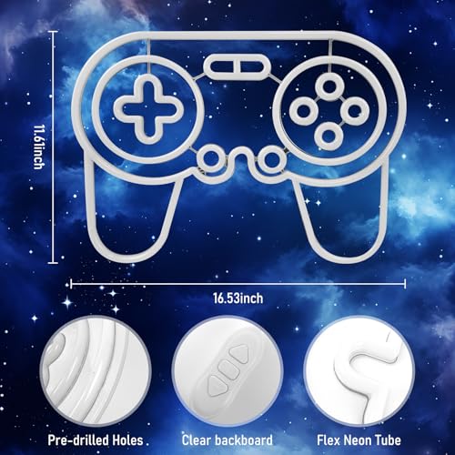 Image of Gaming Neon Sign Acrylic Led Game Neon Light Sign for Gamer Dimmable Bedroom Decor, USB Powered, 16.5x11.8 Inch