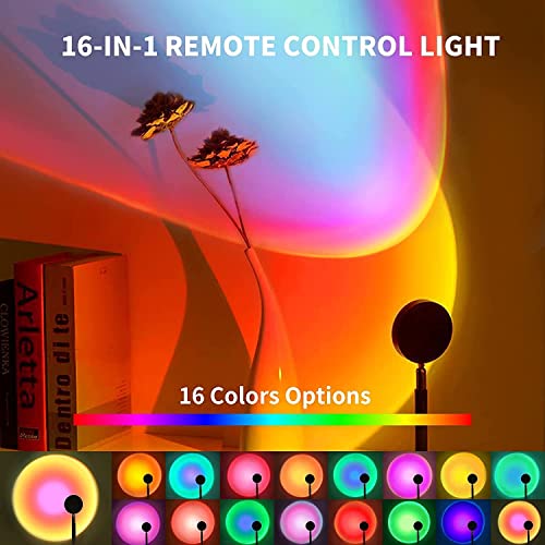 Sunset Projection Lamp,16 Colors Projector Lights Rotation Rainbow Projection Lamp 180 Degree Usb Charging Lighting, Romantic Sunset Lamp For Self-Media Light, Romantic Family Atmosphere Light #TOP1