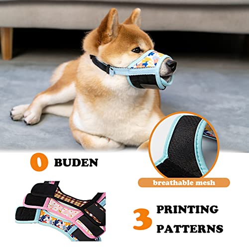 Ohcozzy Dog Muzzle, Soft Nylon Muzzle Anti Biting Barking Chewing For Small Medium Large Dogs With Fashionable Patterned(L,Pink) #TOP2