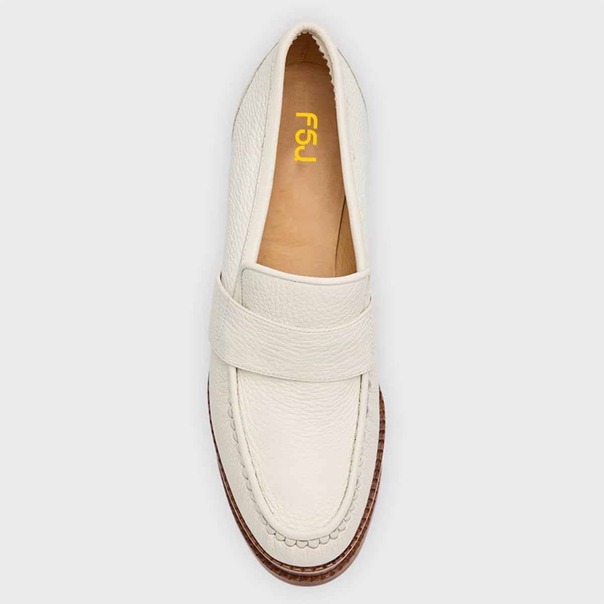 FSJ Women Classic Loafers Closed Round Toe Chunky Wooden Heel Retro Thick Sole Slip On Pumps Formal Business Shoes Size 4-16 US