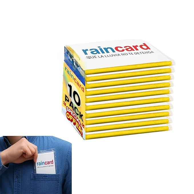 fvgiwk Rain Card – Unisex Disposable Raincoat | Emergency Rainwear for Men, Women, Boys & Girls | Lightweight, Reusable, Pocket-Size Raincoat | Hooded Thin Plastic Rain Poncho (10 Pack)-picture-31