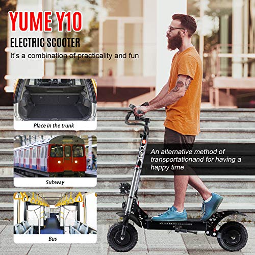 M Yume Scooter Y10 Adult Electric Scooter Double Suspensions Dual Motor 23.4Ah Battery 52V 2400W 40 Mph 40 Miles Fast Sports Scooter 10" Off Road 330Lbs Max Load Folding Scooter #TOP3