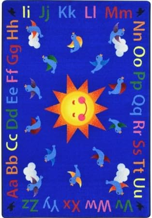 Joy Carpets 1911C Alphabet Tweet Classroom Seating Rectangle Rug44; Multi Color - 5 ft. 4 in. x 7 ft. 8 in.
