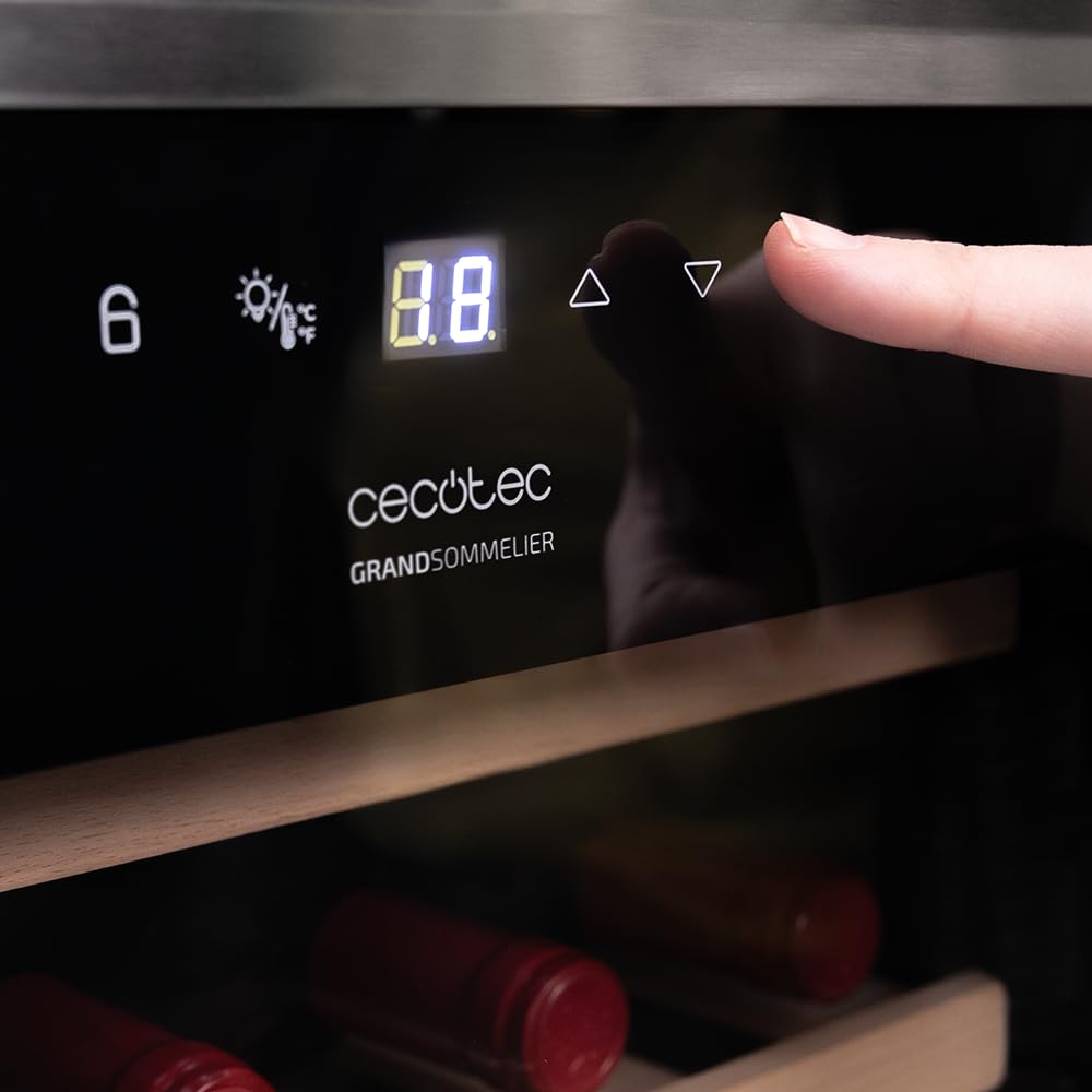 Cecotec Bolero grandsommelier 34030 inox compressore, 80 l, raffreddamento a compressore, temperatura regolabile da 5 a 18°C, controllo touch, Display, LED interno.