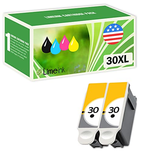 Limeink Compatible Ink Cartridge Replacement for Kodak 30XL ESP: 3.2, C110, C310, C315, Office 2150, Office 2170, Hero 3.1, Hero 5.1 Series Printers 1550532 1341080 (2 Black)