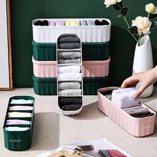 Image of Solitude 2 Pcs Wardrobe Innerwear Organizer for Socks, Undergarments, Makeup, Ties, Cosmetics, Scarves Organizer for Wardrobe Closet Storage Dividers for Household (Multicolor)