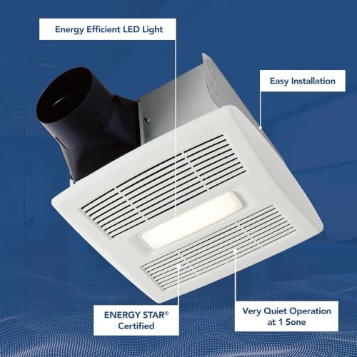 Image of Broan-NuTone Bathroom Exhaust Fan with LED Light and Roomside Installation, Energy Star Certified, 110 CFM, Very Quiet 1.0 Sones White, AE110L