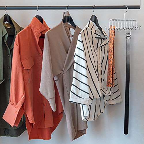 Belt Tie Rack Hanger Removable Metal Hanger With Hooks Shawls Belt Towels Holder Organizer Storage Rack Space Saving, 20 Hooks, 12 X 4 X 3 Inch (Silver, 2) #TOP2
