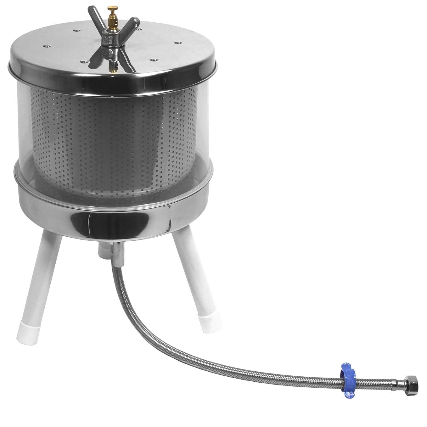 Mini Hydropresse: Wasserdruckpresse Frutty 6 Liter, Edelstahl Apfelpresse/Obstpresse/Mostpresse, mit Spritzschutz, Tisch-Maischepresse für den Haushalt, mit professioneller Hydrodruck-Technik