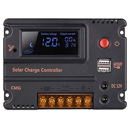 GHB 20A 12V 24V Solar Charge Controller Auto Switch LCD Intelligent Panel Battery Regulator Charge Controller Overload Protection Temperature Compensation (Renewed)