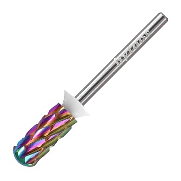 5XC Nail Drill Bits, TaC Coating 5.35mm Small Tungsten Carbide Safety Barrel Bits for Thick Gel & Acrylic Removal, Pro Manicure Tools Electric File Drill Accessories