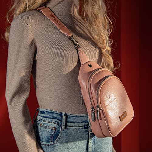 Image of Wrangler Small Sling Bag for Women, Leather Crossbody Bags Cross Body Purse Fanny Packs with Adjustable Strap for Gift