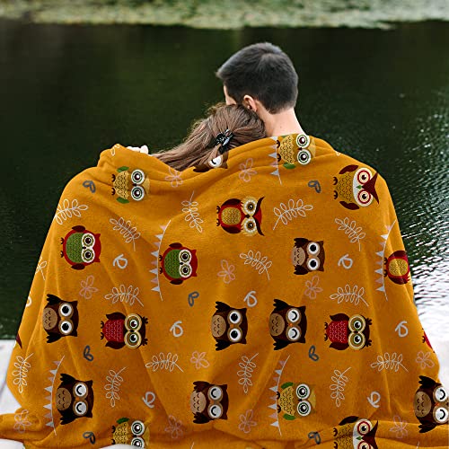 Csuauzt Fleece Flannel Soft Throw Blankets For Kids Young And Adult, Fuzzy Comfort Warm Cozy Blanket For Couch Sofa Bed And Living Room 40 X 50 Inches (Orange Owl) #TOP6