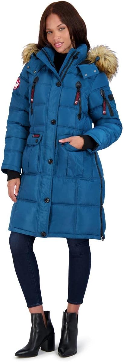 CANADA WEATHER GEAR Puffer Coat for Women- Long Faux Fur Insulated Winter Jacket