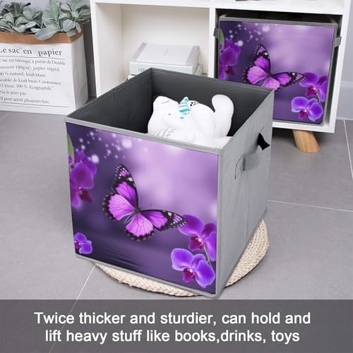 Rangement placard impeccable grâce aux 6 boîtes pliables violettes - 7