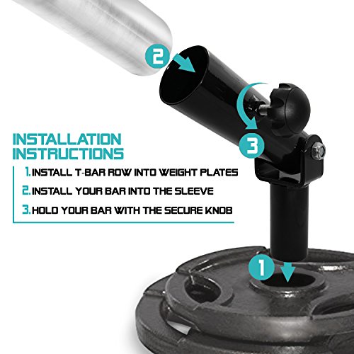 A2ZCARE T-Bar Row Plate Post Insert Landmine - 360° Swivel for Easy Use in Small Spaces - Great for Back Exercises - Black - Thumbnail 4