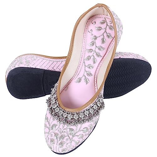 Image of DFR Women Rajasthani Embroidered with Payal Punjabi Mojari Juti Shoe