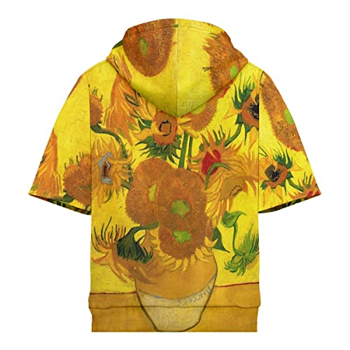 Men's Van Gogh Art 3D Digital Print Short Sleeve Pullover Sweatshirt Hoodies2