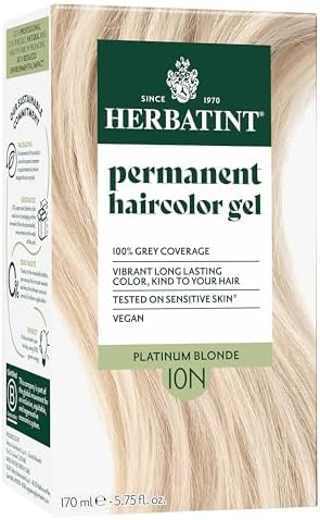 Herbatint Permanent Hair Dye For Women - 10N Platinum Blonde - For Up To 100% Gray Coverage of Resistant Gray Hair - Ammonia-Free, Alcohol-Free & Vegan - Salon Influenced Hair Color 5.75 fl oz